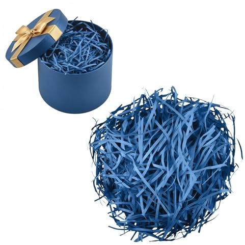 pelriox Presentfyllningsmaterial strimlat papper 300 g, lämplig för alla hjärtans dag födelsedag bröllop examen presentdekoration (blå)