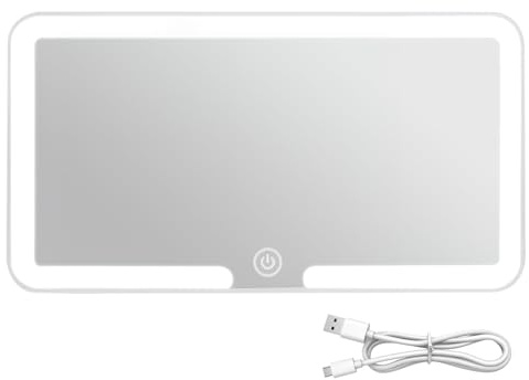 Car Vanity Mirror with Rechargeable Led Lights,3 Color Modes Dimmable Touch Control Universal Sun Visor Makeup Mirror Universal Sun Visor Mount for Passenger Side Car Accessory for Women Girl