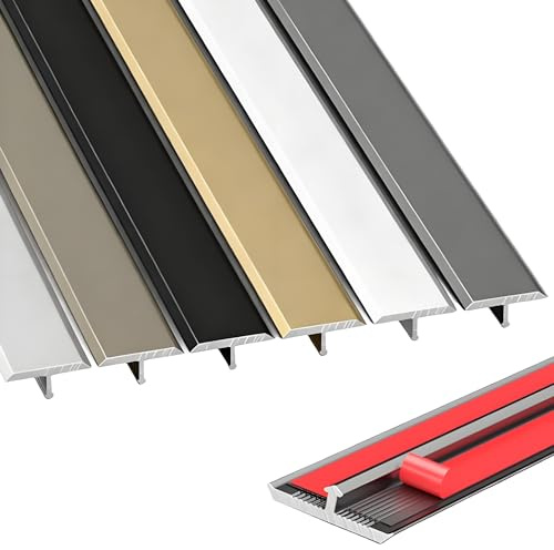 3 Pcs Baguettes de Finition en T de 90 Cm, Autoadhésive Barre de Seuil de Porte en Aluminium, Bande de Transition de Sol Largeur 15mm-60mm Profilé de Transition Sol(Black,2cm/0.78in)