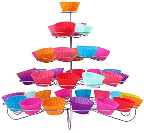 Trimming Shop Cupcake Stand 5 Tier Cake Stand Cupcake Holder for Dessert Spiral Metal Cupcake Stand for Themed Birthday Party Table Decoration Wedding Dessert Tower with 41 Mini Cake Food Display Set