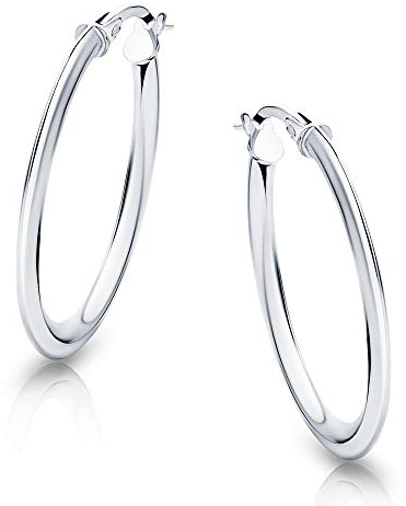 Orovi Schmuck Damen Klassische Zeitlose goldene Ovale Creolen Ohrringe Elegante Klappcreolen aus Weißgold/Gelbgold 18 Karat(750) Gold, Kreolen-Durchmesser 28,5 mm