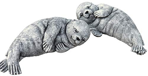 stoneandstyle Steinfigur 2er Set Robbe/Seehund, Frost- und wetterfest bis -30°C, massiver Steinguss