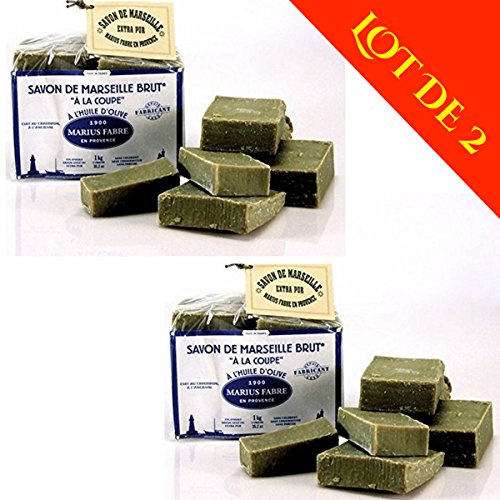 Marius Fabre – Sapone di Marsiglia grezzo, 1 kg, all'olio d'oliva, set di 2