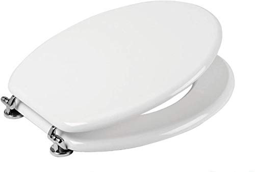 ACB/COLBAM Copriwater in Legno Rivestito di Poliestere per Dolomite CLODIA Bianco Cerniera Rallentata Soft Close Oro-Sedile-ASSE WC