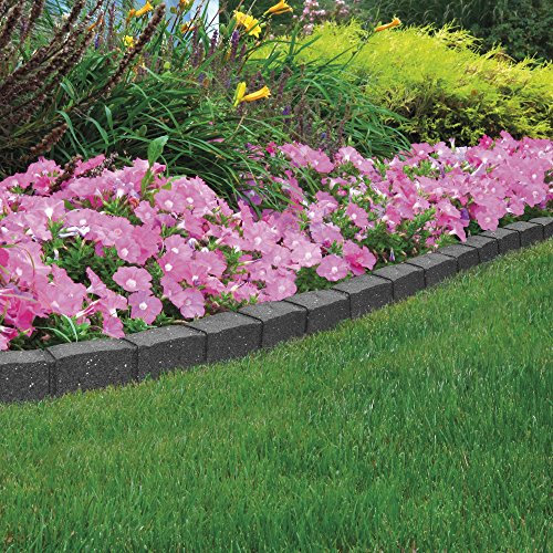 Garden Border Flexible Edging Stone Effect Eco Friendly Recycled Rubber (1 x 120cm, Grey)