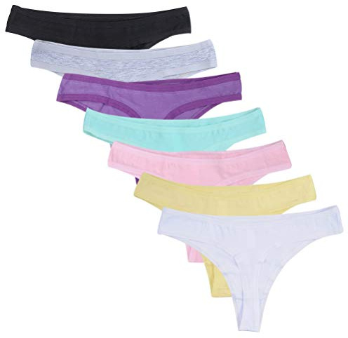 Calosy Biancheria Intima da Donna Multi Pezzi Cotone Spandex Perizoma Intimo Comode Mutandine Perizoma (M, 7 Colori)