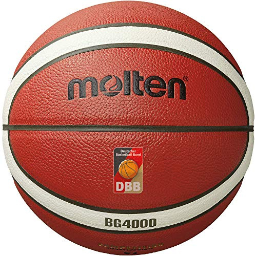 Molten B5G4000-DBB Basketball, Wettspielball, Premium Synthetik-Leder, 12 Felder, DBB geprüft, orange/Ivory, Größe 5, Paketeinheit 36