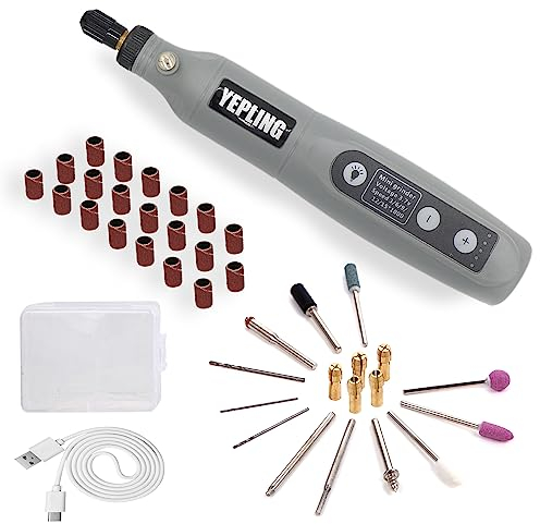 Utensile Multifunzione, YEPLING 3.7 V DC Mini Drill Senza Fili a 5 Velocità. Utensile rotante con 24 Utensili e accessori.Batteria al litio ricaricabile USB. Pratico e versatile Taglia