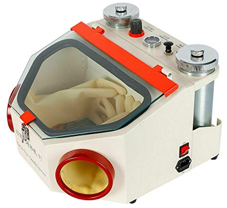 Machine à jet fin à double tête - Cabine de sablage - Sableuse fine - Unités de jet de polissage + éclairage LED