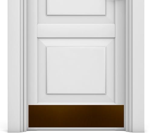 Deck The Door - Placa para puerta - Acento elegante y protección duradera - Aluminio anodizado - Incluye autoadhesivo fácil - 8 x 34 pulgadas, bronce aceitado