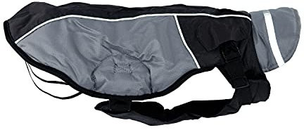 JEGGO High Heat, kälteabweisender Winter-Hundemantel, mit weichem Fleece-Innenfutter, Wasser- und Winddicht, optimale Passform, mit beidseitig zu öffnendem Reißverschluss (Asche/Grau, 28 cm)