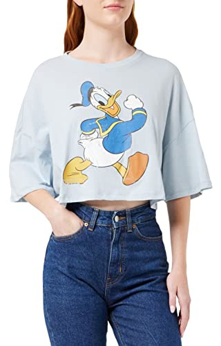 ONLY Dam ONLDISNEY Cropped S/S TOP Box JR T-shirt, Cashmere blå/Tryck: Kalle, XL
