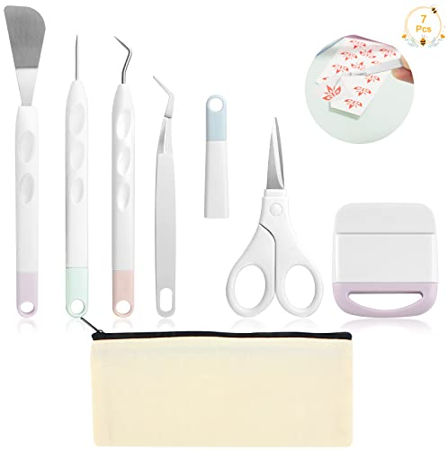 Ruicaifu 7pcs Herramientas de Vinilo Kit de Herramientas de Manualidades para Deshierbar con una Bolsa de Almacenamiento Accesorios para Escultura,Álbum de Recortes,Cartulina Troquelada