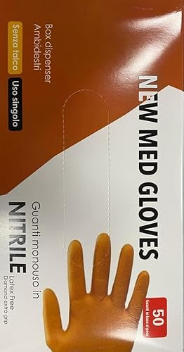 Guantes desechables de nitrilo color naranja talla M 50 unidades