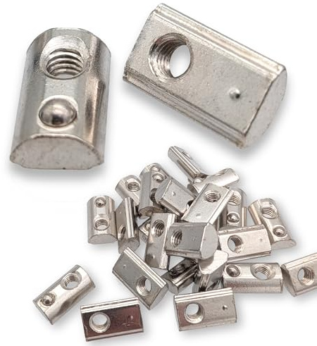 25x M4 Nutenstein für 6mm Nut 6 mit Zentrierung und Federkugel für 3D Drucker und CNC 20x20 Hammermutter 2020