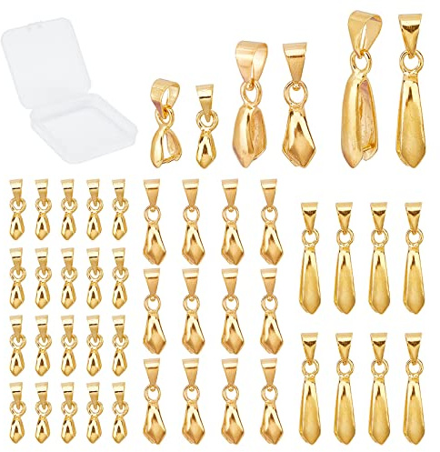 SUNNYCLUE 1 Box 120 Stück 3 Größen Eispickel Klemmbügel Klemmclip Bügelverschlüsse Charms Schmuckzubehör Verschlussverbinder Für Ohrring Armband Halskette Schmuckherstellung Zubehör Handwerk Golden