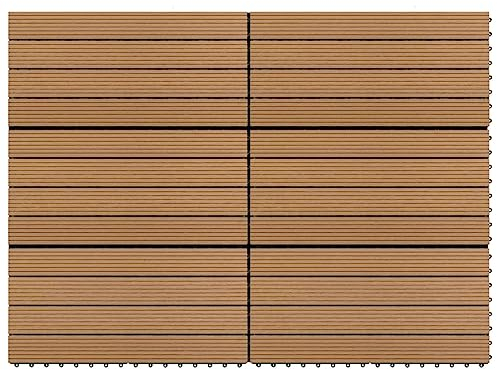 Terrassenfliesen 6 Stk. WPC 60x30 cm 1,08 m² Braun