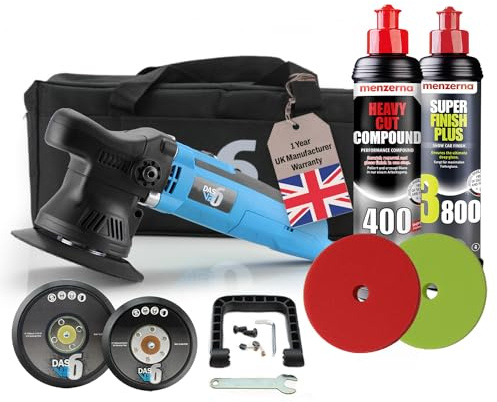 DAS-6 V2 Intro Kit I Dual action polisher 650 W plus 2x Menzerna Polishing compound 250ml & 2x polishing pads I Electric car polisher & buffing machine for scratch repair I Detailing Kit