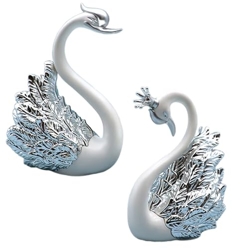 SEWACC Home Accessories Couple Swan Ornaments 2pcs Swan Wedding Mini Figurines for Home Wedding Decorations (Silver) Home Decor