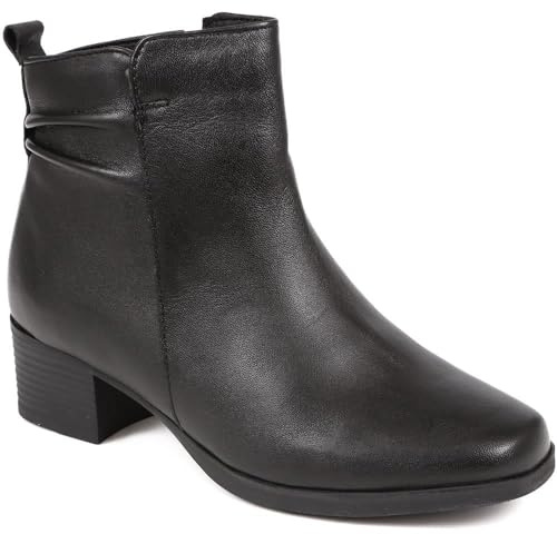 Pavers Polished Leather Heeled Ankle Boots - Black Size 7