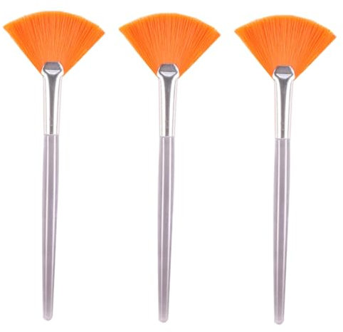 DOITOOL 3stücke Teiliges Fan Make-up Pinsel Für Gesichtsmaske Aus Synthetischen Borsten Leicht Zu Reinigen Für Serum Und Hautpflegeprodukte Für Damen Und Mädchen Gelb