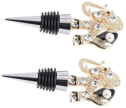 PRETYZOOM 2pcs Creative Wine Bottle Stoppers with Elephant Shape Decorative Alloy and Rhinestone Material Reusable Bottle Plugs for Wine for Family Gatherings and Visiting Friends