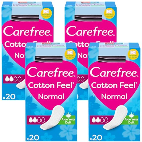 Carefree Panty Liners Breathable Aloe 20, Packaging May Vary (Pack of 4)