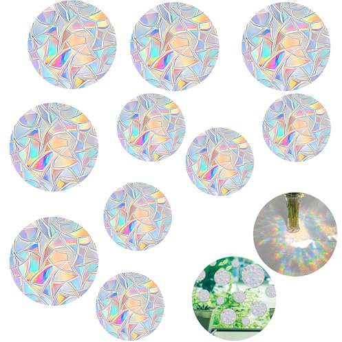 10 Pezzi Adesivi Per Finestre Anticollisione, Suncatcher Sticker per Uccelli Prisma Aderenza Statica, Pellicola per Vetri Effetto Arcobaleno Decalcomanie per Finestre per Cucina Sala da Pranzo Camera