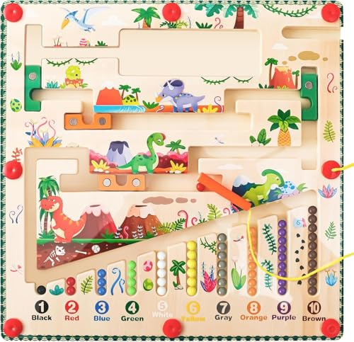 Mailfull Magnetspiel Labyrinth Montessori Magnetspiel Spielzeug ab 3 Jahre Magnet Spielzeug Kinder Holz Motorikspielzeug für Kinder Kleinkinder Mädchen Junge 3 4 5 6 Jahre