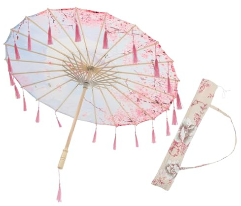 SOIMISS Antiker Regenschirm aus Ölpapier hochzeitsschirm hochzeitsregenschirm asiatisches Chinesischer Vintage-Kleidung chinesische deko Bühnenschirm hölzern Rosa