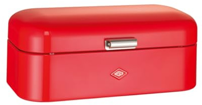 Wesco Grandy Brotkasten in der Farbe rot, pulverbeschichtetes Stahlblech, Lüftungslöcher und stabiler Handgriff, 41 x 25,5 x 16,5 cm