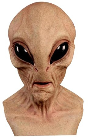 Maodom Alien Kopfbedeckung,Alien Gesichtsmaske,Latex Gruselige Halloween Kopfbedeckung,Gruselige Halloween Vollkopfmaske Lustige Realistische Masken