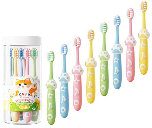 RoseFish 8 Pack Kids Toothbrushes Extra Soft Toddler Toothbrush 2-8 Years Children Manual Toothbrushes for Clean Teeth Cute Kid Toothbrushes Make Your Toddler Love Brushing Teeth