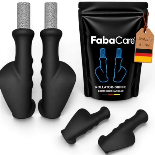 2x Handgriff für Rollator, 125x22 mm von FabaCare, ergonomisch geformt, Ersatzhandgriffe, Rollatorengriff, Rollatorenhalter, Rechts und Links, Handfasser für Mobilitätshilfe