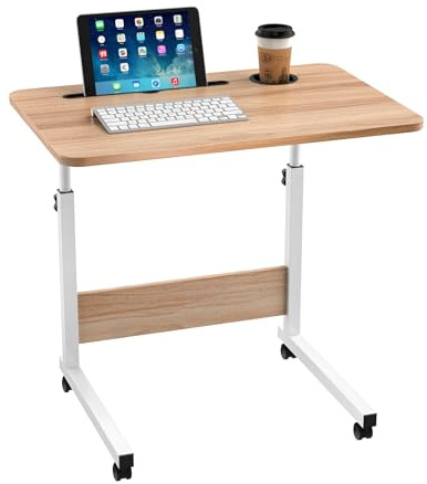 EXSELTMAN Mesas para Ordenador 60 x 40 cm, Mesa Móvil de Ordenador Portatil con Ruedas, Ajustable en Altura 62-85 cm, Mesa Plegable Portatil, para Cama o Sofá