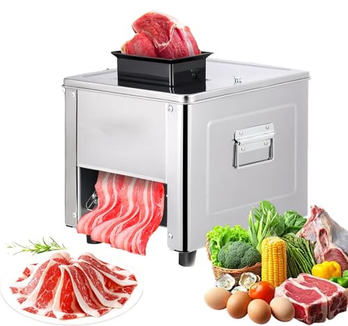 850W Electric Meat Slicer, Commercial Meat Cutting Machine with 3.5mm Blade, Double Inlet & Waterproof, Stainless Steel All-purpose Meat cutter for Kitchen Butchers Restaurants