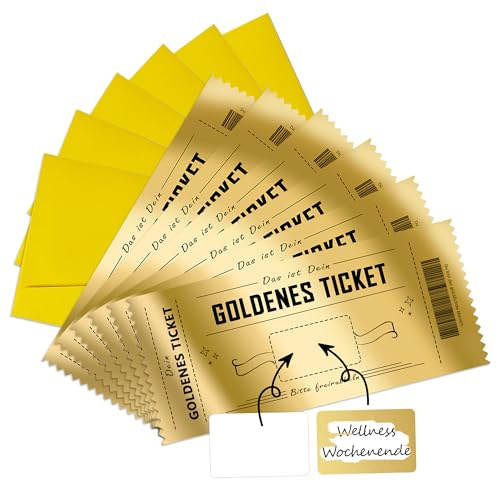 KAOTPO Gutschein zum selber ausfüllen mit Rubbellos, Goldenes Ticket mit Rubbelkarten zum selber beschriften, Geschenke für Frauen, Reisegutschein (6 Stück, Einlösecoupons)