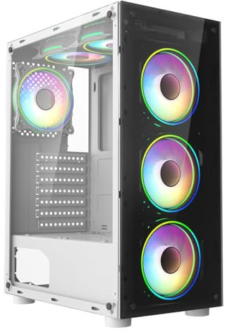 ASC TECHNOLOGY Gaming PC Tower, i7-3770 3.90GHz, 16GB RAM, GTX 3050 4GB, 256GB SSD + 1TB HDD, 500W 80+ PSU, White 6 Fan RGB Case, WiFi, Windows 11 – High Performance Gaming Setup