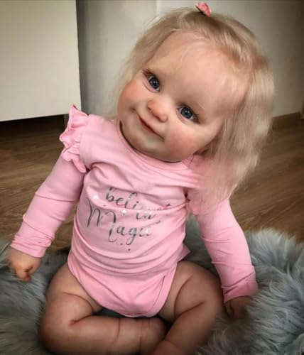 Zero pam Reborn-Baby-Puppen Aus Dem Echten Leben Mädchen 20 Zoll Lächelnd Neugeborenes Baby Puppen Ganzkörper,Hübsche Reborn-Kleinkinder Mit Blondem Haar