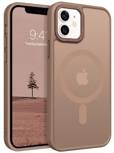 GaoBao für iPhone 12 Mini Hülle, Handyhülle iPhone 12 Mini [Kompatibel mit MagSafe] Durchscheinende Matte Magnetische Stoßfeste Anti-Fingerabdruck Schutzhülle für iPhone 12Mini Case, Braun