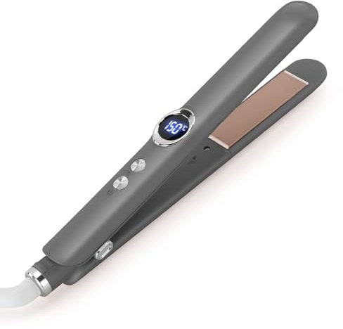 BESTBOMG 2 en 1 Lisseur Cheveux & Boucleur, Fers à Lisser avec écran LED, Plaques en Céramique, Chauffe Rapide, 12 Réglages de Température 150 °C à 210 °C(Noir)