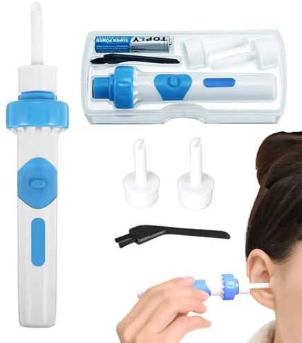 Ohrenschmalz Entferner Sauger, Elektrisch Ohrenreiniger für Erwachsene, Ohrenschmalz Sauger mit 2 Waschbaren Ersatzköpfen, Sicheres Und Weiches, Wiederaufladbar Earwax Remove Ear Cleaner (B)