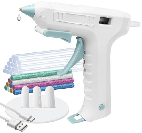 Lytool Cordless Glue Gun Hot Rapid 15s Preheat 2600mAh 25pcs Glue Sticks & Silicone Pad & Finger Protectors for DIY Art Craft Gift Festival Decoration Home Repairs