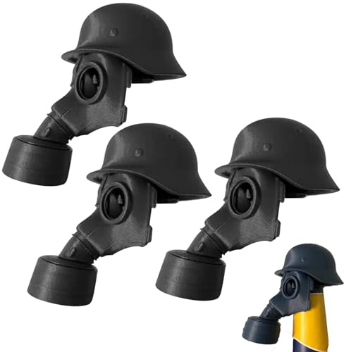 GM-30 Gasmaske Bierflaschenverschlüsse, Lustige Bierflaschen Soldaten Helm mit Maske, GM-30 Flaschenverschlüsse, Wiederverwendbare, Vintage-Militär-Design (Schwarz(3PCS))