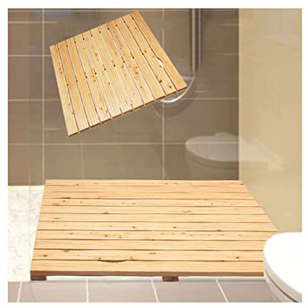 Tapis de Bain de Luxe en Bambou – Caillebotis de Douche antidérapant en Bois, 80 x 90 cm, Personnalisable pour Salle de Bain, Baignoire et Sauna, Design écologique, Durable et élégant