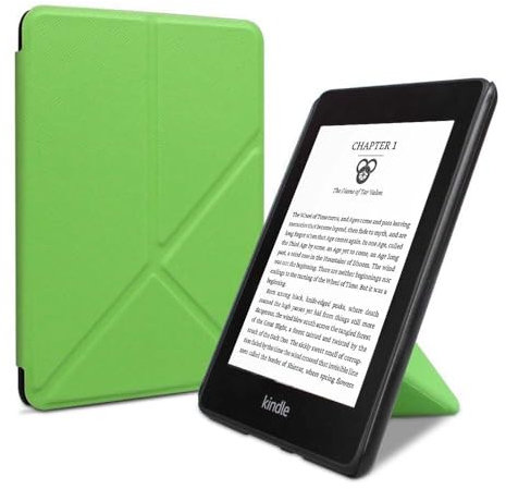 Étui en cuir pour Amazon Kindle Paperwhite | Compatible avec la 11ème génération 6,8 (version 2021), coque fine et légère (vert)