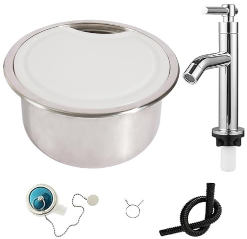 CHBMZ Einbauspüle mit Armatur und Deckel, Edelstahl Waschbecken Küche für Boot, Wohnwagen, Wohnmobil, Arbeitsstation, Vorbereitung, Küchenbar