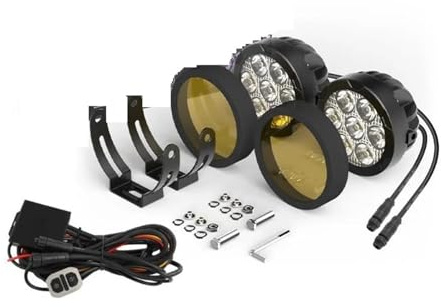 Faro Delantero Proyector Moto Focos De 7 Cuentas, Lámpara LED Auxiliar Luz Antiniebla Intermitente Máscara Amarilla 12-24V para Faros Motocicleta R1200GS F800GS