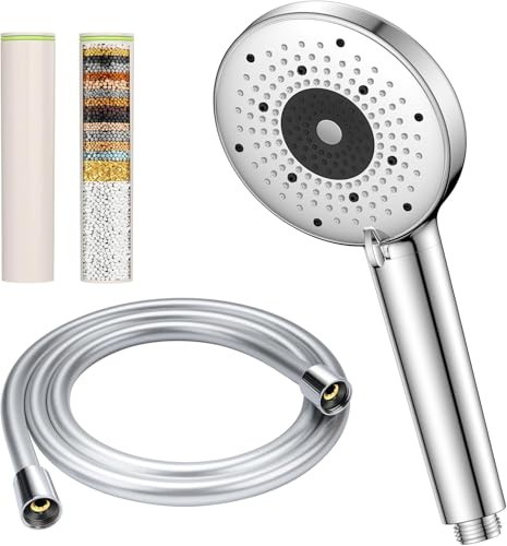 YEAUPE PRO Hard Water Filtered Shower Head and Hose with 25 Stage Filter,KDF Included,6 Modes High Pressure Bathroom Shower with 1.6m Hose,Universal Powerful Shower Filter for Residual Chlorine Remove