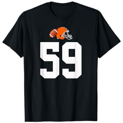 Americano Fútbol Casco Estilo Vintage Número 59 Camiseta